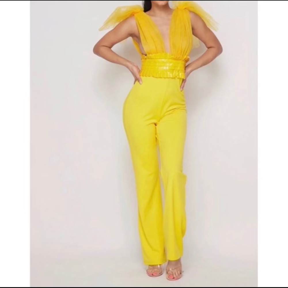 Jumpsuit with Mesh Shoulders